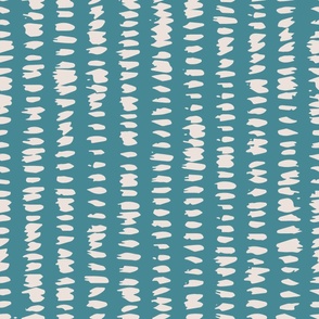 jumbo // Handpainted Brushstrokes Vertical Stripes in Ivory on Aqua Blue // 24”