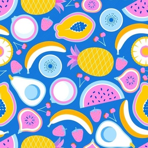 Juicy tropical fruits - NO Ai - Blue background