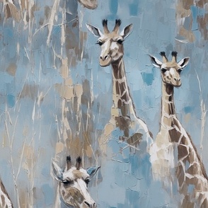 Giraffe Dreams - Taupe/Gray/Blue Wallpaper - Abstract 