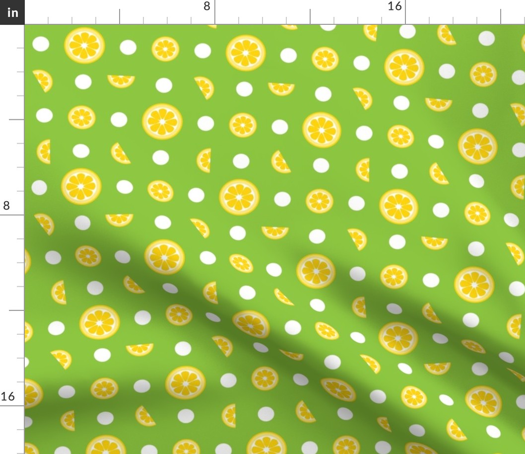 Slices of Lemons on a Lime Background