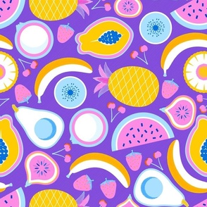 Large scale • Juicy tropical fruits - NO Ai - Purple background
