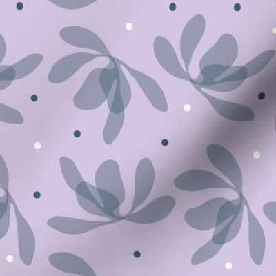 teal leaves on lavender
