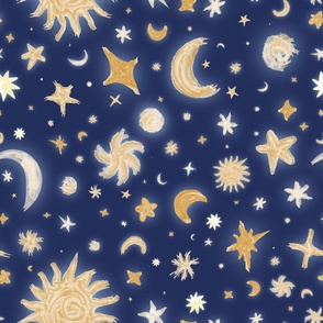 Starry Night in Navy Blue