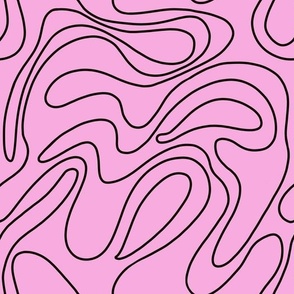Pink and black doodle wavy line