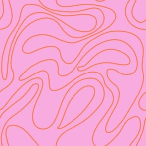 Pink orange doodled wavy line