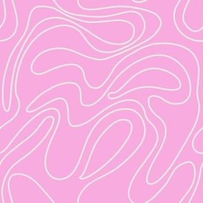 Pink white doodled wavy lines