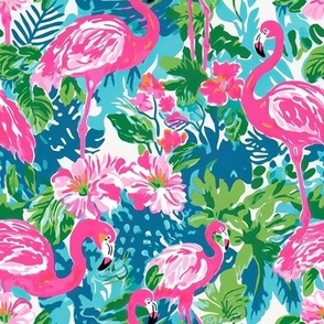 Flamingo Rhapsody - Blue/Hot Pink