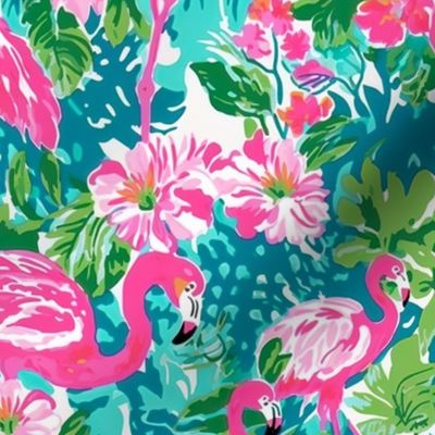 Flamingo Rhapsody - Teal/Hot Pink