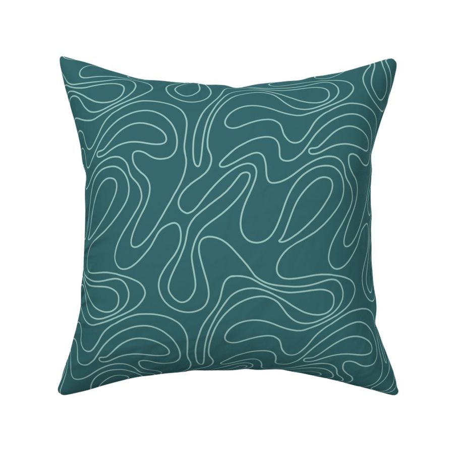 Green teal doodled wavy lines