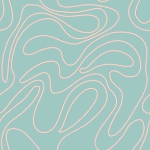 Pink green wavy doodled lines