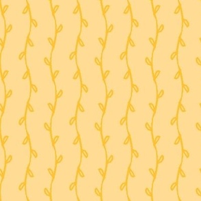 Sunflower Vines Stripes in Soft Butter Yellow and Sunny Sunflower Yellow