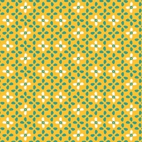 Summer Market Geometric: Simple Flower Coordinate with Teal Green On Bright Sunflower Yellow