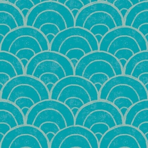 Scalloped texture ocean blue Large