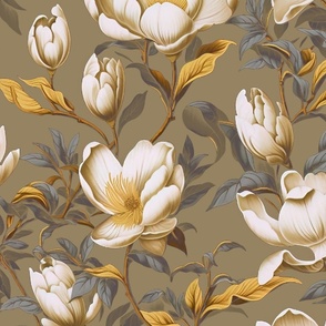 Magnolia Manor- Cream/ Carmel Wallpaper 