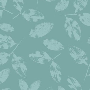 Foraged Leaf Silhouette in Teal Blue