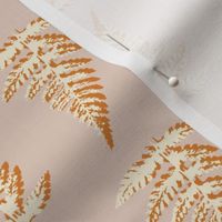 Fern Fronds of tangerine orange and cream on a peachy orange background