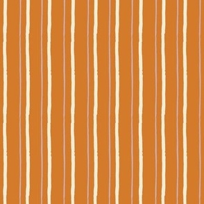 Tangerine Sky vertical stripes with off-white hand painted lines, sunset woodland collection