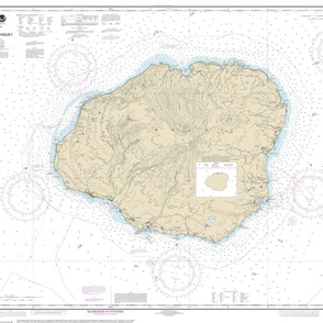 NOAA Kauai Island nautical chart #19381, 42x31.7" (fits on a yard of any fabric)