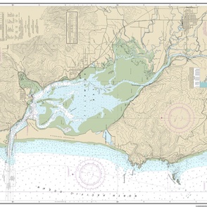 NOAA nautical chart #18558, Tillamook Bay Oregon, 42x28.9" (printed sideways, fits on one yard of any fabric)