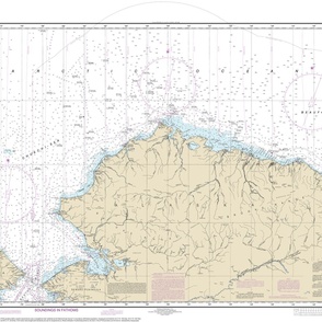 NOAA nautical chart #16003, Arctic Coast of Alaska, 42x27.8" (fits on one yard of any fabric)