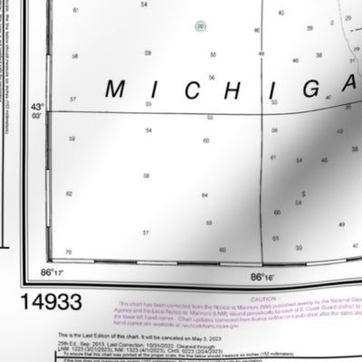 NOAA nautical chart #14933, Grand Haven, Lake Michigan, 42x36" (fits on one yard of any fabric) 