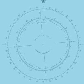 NOAA nautical compass 6"x 8" - navy blue on light blue