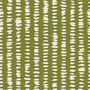 jumbo // Hand Painted Brushstrokes Vertical Stripes in Pale Pink on Grass Green // 24”