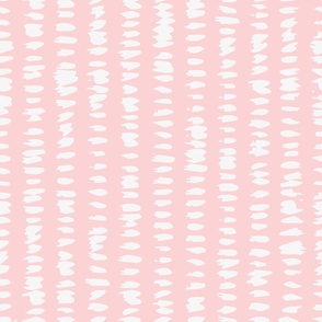 jumbo // Hand Painted Brushstrokes Vertical Stripes in White on Pale Pink // 24”