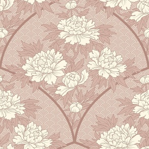 Art Deco Peony Floral Bouquet Dusty Mauve 