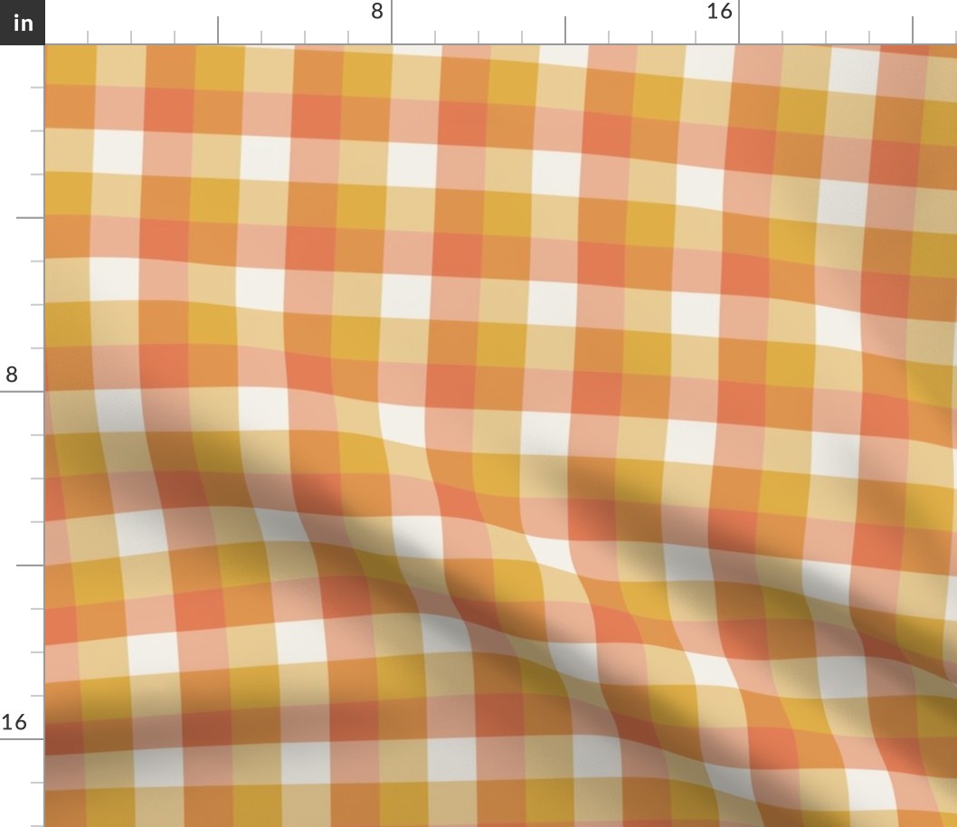 medium 3x3in gingham - candycorn