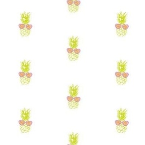 Cute Kids Ditsy Pineapple spots - white neon lime green and lilac purple