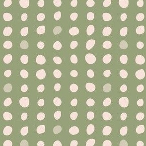 mini // Boho Mushroom Dot in Blush Pink and Sage Green on Artichoke Green // 4”