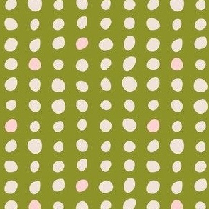 mini // Mushroom Dot in Two Tone Pink on Grass Green // 4”