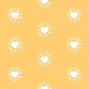 small sunshine love heart burst - white on. sunshine yellow