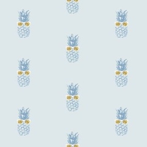 Cute Kids Ditsy Pineapple spots - pale blue and yellow