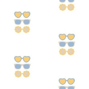 Cute Kids Ditsy Sunglasses spots - white pale blue warm grey sunshine yellow