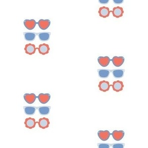 Cute Kids Ditsy Sunglasses spots - white coral red and dark blue