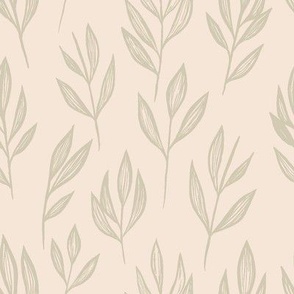 medium // Wild Botanical Boho Sprigs in Sage Green on Blush Pink // 8”