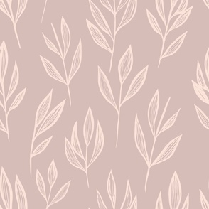 jumbo // Wild Botanical Sprigs in Blush Pink on Pale Lavender // 24”