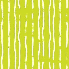 neon lime and white wobbly vertical textured candy stripe fabric and wallpaper
