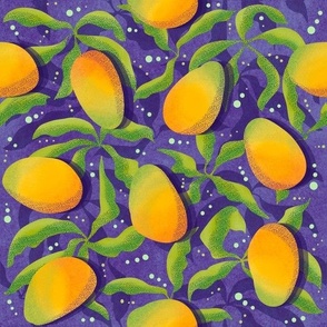 Tropical Mangos on Periwinkle