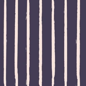 medium // Hand Painted Wild Vertical Stripes in Pale Pink on Navy Blue // 8”