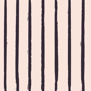 medium // Hand Painted Wild Vertical Stripes in Navy Blue on Pale Pink // 8”