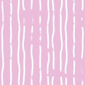 lilac pink purple and white wobbly vertical textured candy stripe fabric and wallpaper