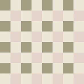 1'' checkers - blush and olive 