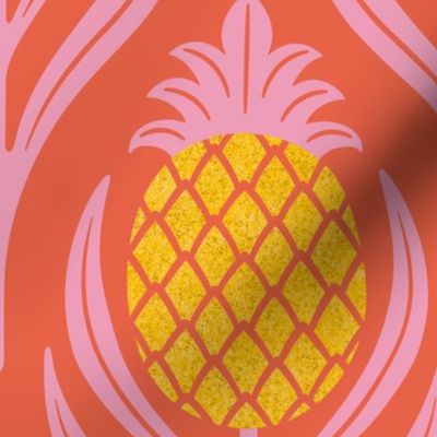 (L)  Tropical art deco welcome pineapples red, pink and orange