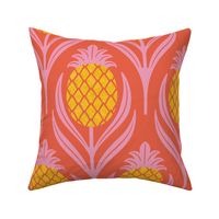 (L)  Tropical art deco welcome pineapples red, pink and orange