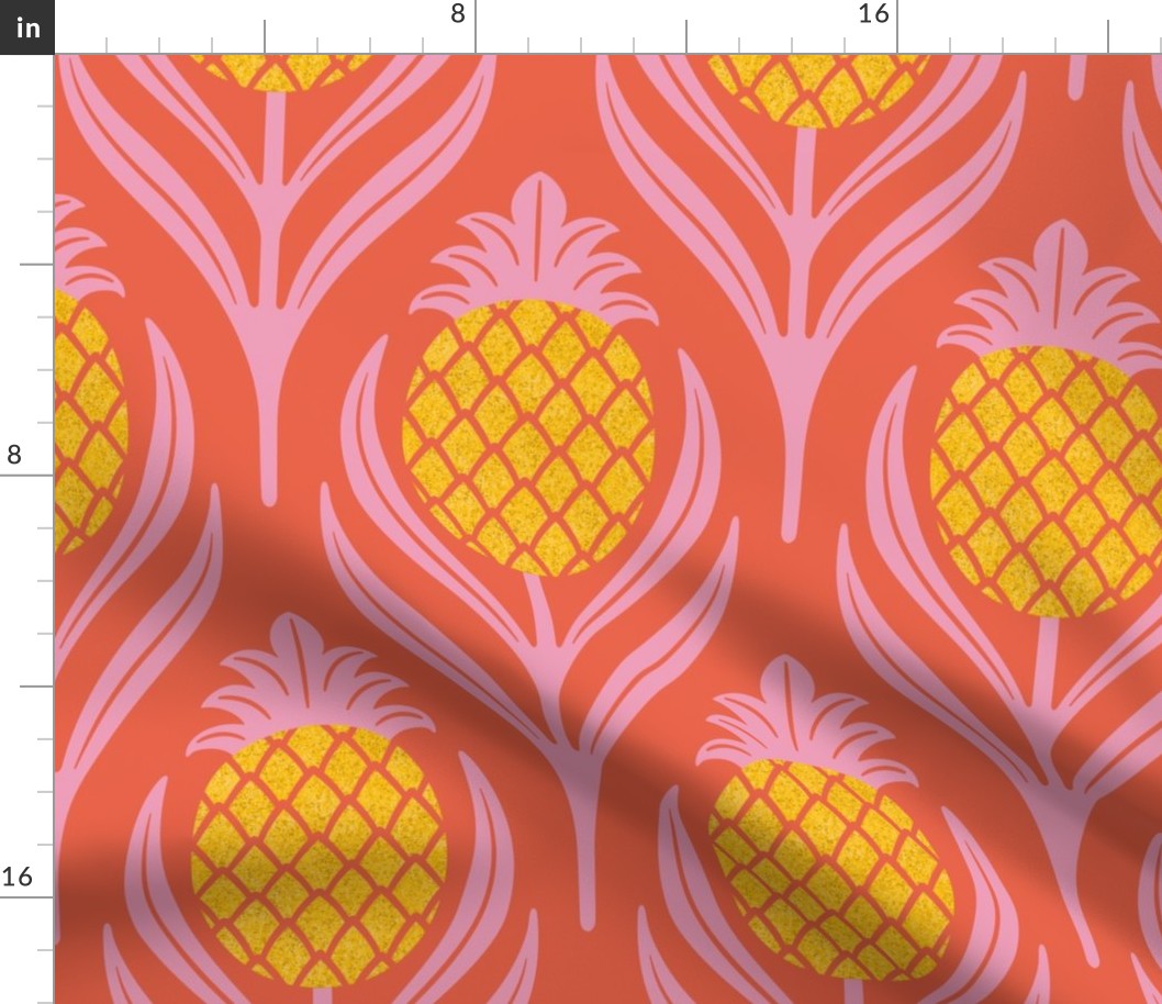 (L)  Tropical art deco welcome pineapples red, pink and orange