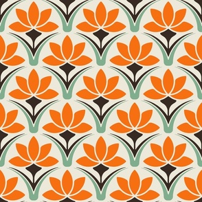 Minimalist Vintage Retro 70s Modern Geometric Floral KF 0067 D