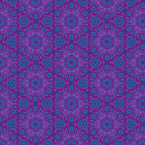 Crazy vibrant pink, purple and blue abstract floral ornaments 